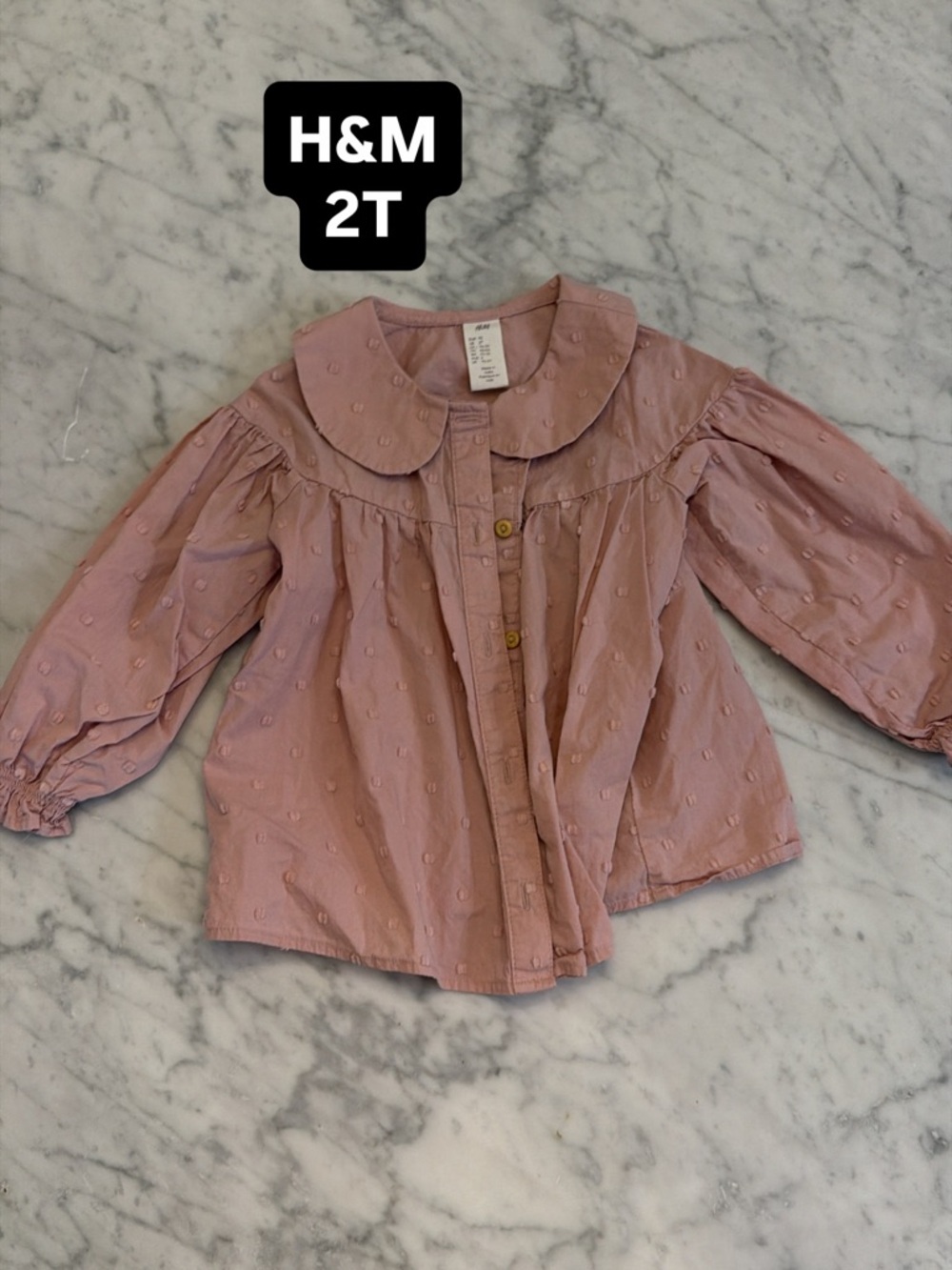 H&M Dusty Pink Peter Pan Collar Blouse - Kids 2T